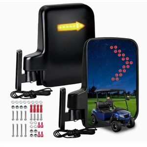 Gomax Black and Silver LED Golf Cart Mirrors